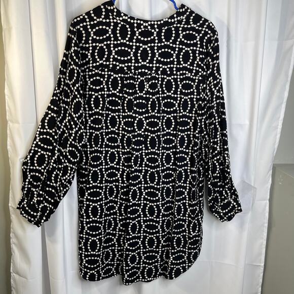 H&M top dress tunic women's small but oversize black white button up look - Picture 15 of 16